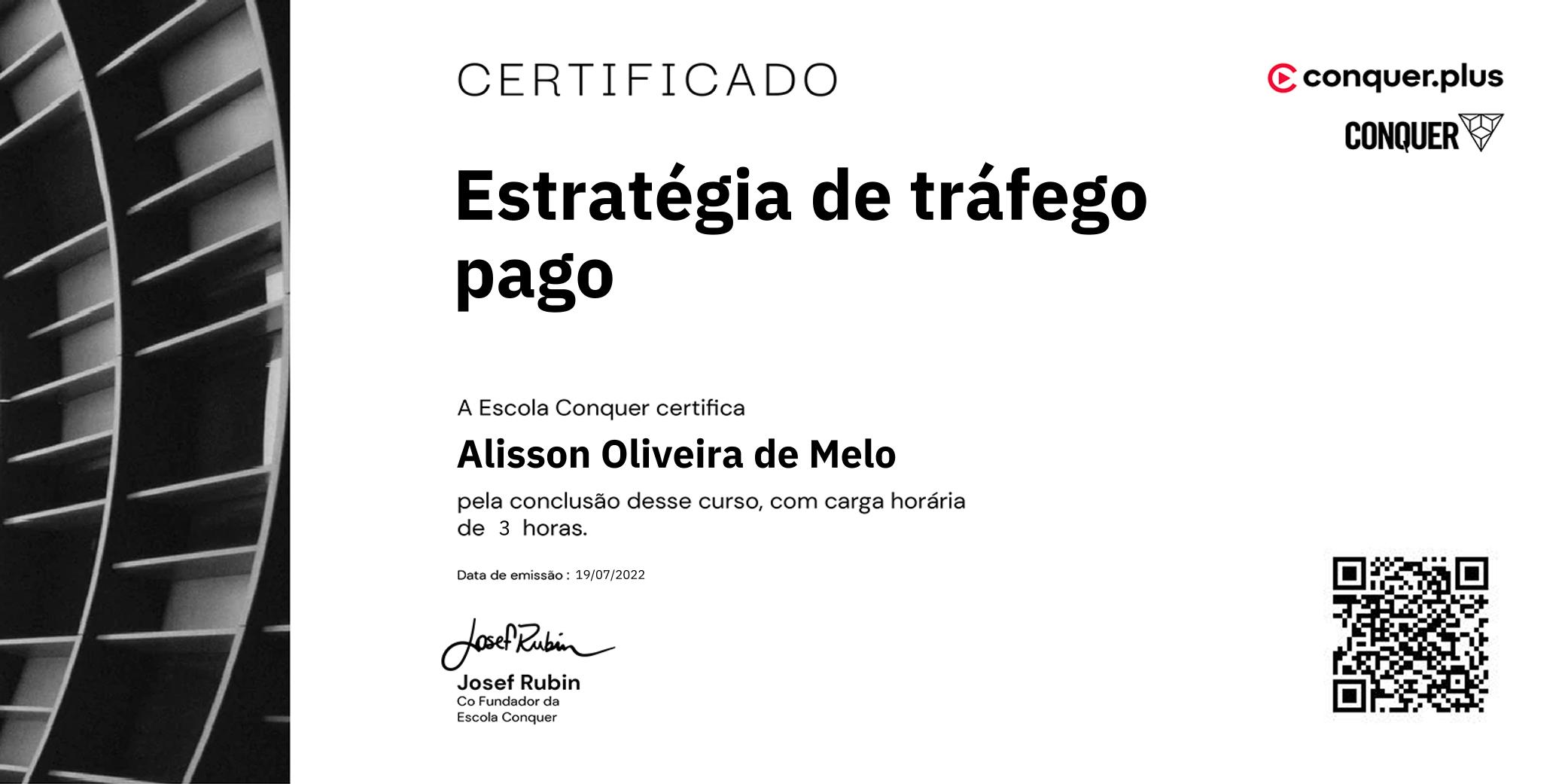 Certificado de Estratégia de tráfego pago